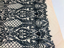 Holographic Black/Navy Sequin Fabric on Blush Mesh Lace, Damask Design 4Way Stretch Embroidery With Sequin on a Mesh-Prom-Gown By The Yard