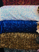 Milti-color Sequin on Black Stretch Velvet With Luxury Sequins all Over 5mm Shining Sequins 2-way Stretch 58/60” (Choose The Quantity)