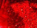 Red Sequin on Red Stretch Velvet With Luxury Sequins all Over 5mm Shining Sequins 2-way Stretch 58/60” (Choose The Quantity)