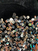 Silver Sequin on Black Stretch Velvet With Luxury Sequins all Over 5mm Shining Sequins 2-way Stretch 58/60” (Choose The Quantity)