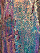 Iridescent Aqua Flip Up Sequins Reversible, 2-Way Stretch 58/60” Sequins Fabric Dresses-Nightgowns-Prom Gown (Choose The Quantity)