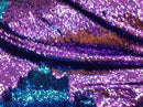Purple/Turquoise Flip Up Sequins Reversible, 2-Way Stretch 58/60” Sequins Fabric Dresses-Nightgowns-Prom Gown (Choose The Quantity)