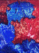 Hologram Royal/Red Flip Up Sequins Reversible, 2-Way Stretch 58/60” Sequins Fabric Dresses-Nightgowns-Prom Gown (Choose The Quantity)