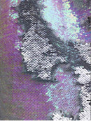Iridescent Pink/Silver Flip Up Sequins Reversible, 2-Way Stretch 58/60” Sequins Fabric Dresses-Nightgowns-Prom Gown (Choose The Quantity)