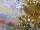 Iridescent Pink/Gold Flip Up Sequins Reversible, 2-Way Stretch 58/60” Sequins Fabric Dresses-Nightgowns-Prom Gown (Choose The Quantity)