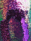 Iridescent Purple Flip Up Sequins Reversible, 2-Way Stretch 58/60” Sequins Fabric Dresses-Nightgowns-Prom Gown (Choose The Quantity)