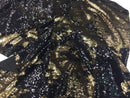 Black/Gold Flip Up Sequins Reversible, 2-Way Stretch 58/60” Sequins Fabric Dresses-Nightgowns-Prom Gown (Choose The Quantity)