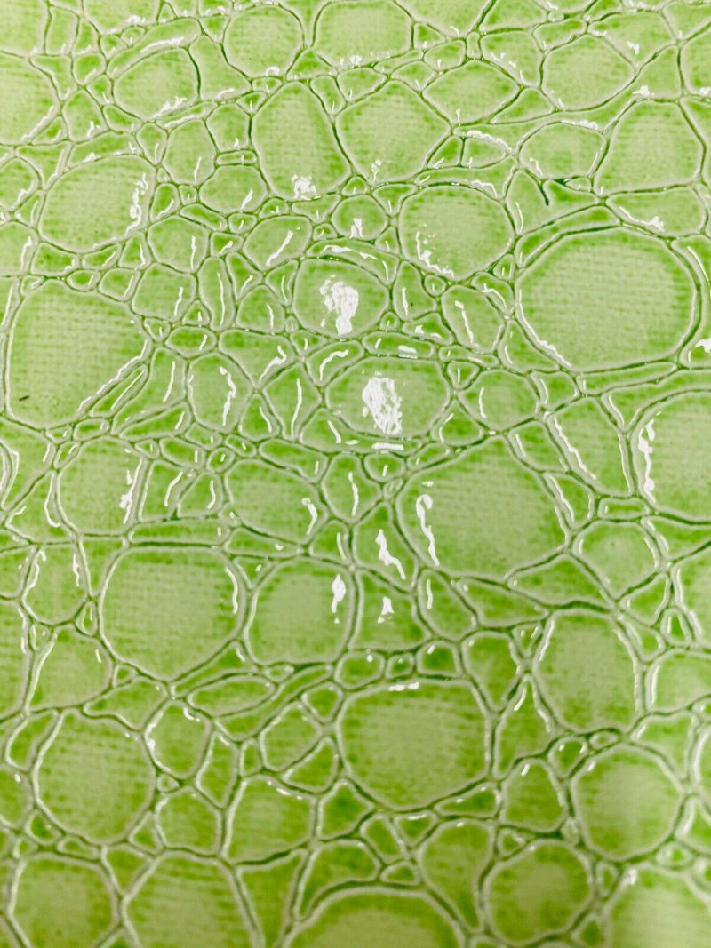 Faux Alligator Print Vinyl Fabric - Lime Green - Faux Animal Print Sold by The Yard