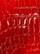 Faux Alligator Print Vinyl Fabric - Red -  Faux Animal Print Sold by The Yard