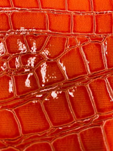 Faux Alligator Print Vinyl Fabric - Orange -  Faux Animal Print Sold by The Yard