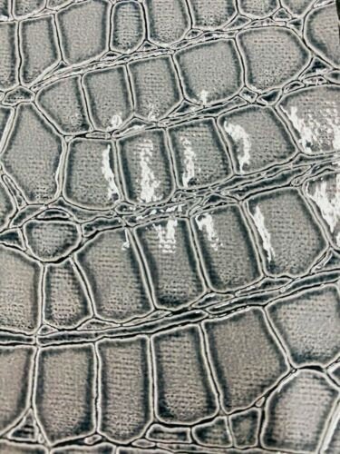 Faux Alligator Print Vinyl Fabric - Gray - Faux Animal Print Sold by The Yard