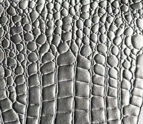 Faux Alligator Print Vinyl Fabric - Silver - Faux Animal Print Sold by The Yard
