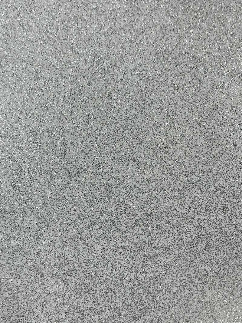 Metallic Glitter Vinyl Fabric - Silver / White - Faux Leather Sparkle Glitter Fabric - 54" Sold By The Yard