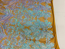 Aqua Iridescent Sequin on Skin Mesh 4way Stretch Embroidery With Sequin on a Mesh Lace Fabric By The Yard For Gown, Wedding-Bridal-Dress