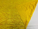 Yellow Iridescent Sequin on Yellow Mesh 4way Stretch Embroidery With Sequin on a Mesh Lace Fabric By The Yard For Gown, Wedding-Bridal-Dress