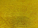 Yellow Iridescent Sequin on Yellow Mesh 4way Stretch Embroidery With Sequin on a Mesh Lace Fabric By The Yard For Gown, Wedding-Bridal-Dress