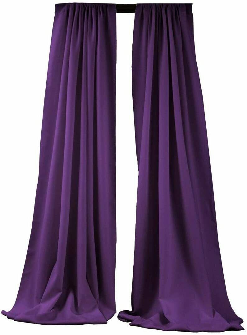 Purple 2 PANELS, 5 Ft Wide Curtain Polyester Backdrop High Quality Drape Rod Pocket [Choose The Measurements]