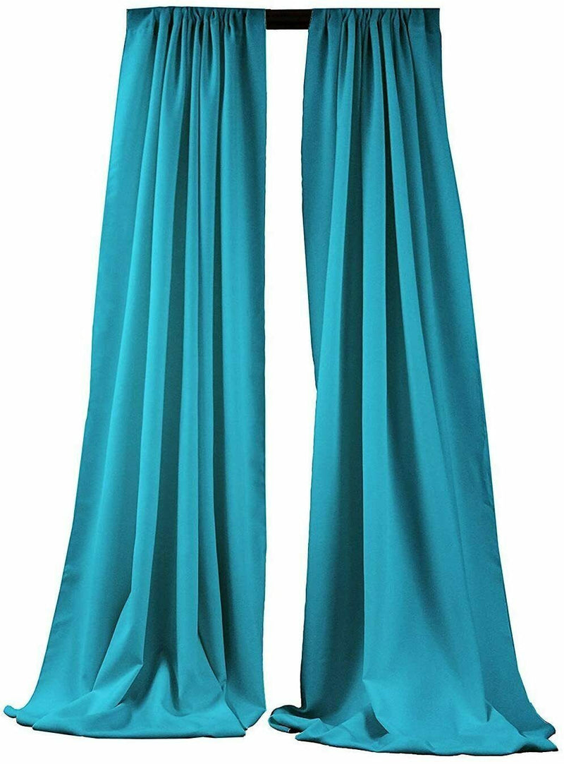 Turquoise 2 PANELS, 5 Ft Wide Curtain Polyester Backdrop High Quality Drape Rod Pocket [Choose The Measurements]
