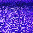 Luxury Feather Sequins - Iridescent Purple- 4 Way Stretch Glamorous Fringe Feather Sequins Fabric Spandex Mesh-Prom-Gown By The Yard