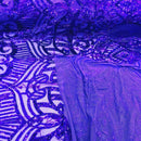 Luxury Feather Sequins - Iridescent Purple- 4 Way Stretch Glamorous Fringe Feather Sequins Fabric Spandex Mesh-Prom-Gown By The Yard