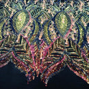 Luxury Feather Sequins - Iridescent Rainbow - 4 Way Stretch Glamorous Fringe Feather Sequins Fabric Spandex Mesh-Prom-Gown By The Yard