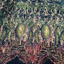 Luxury Feather Sequins - Iridescent Rainbow - 4 Way Stretch Glamorous Fringe Feather Sequins Fabric Spandex Mesh-Prom-Gown By The Yard