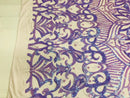 Luxury Feather Sequins - Iridescent Lilac- 4 Way Stretch Glamorous Fringe Feather Sequins Fabric Spandex Mesh-Prom-Gown By The Yard