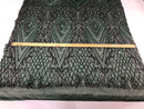 Hunter Green Sequins on Mesh, Geometric Design on Mesh 4way Stretch Sequin-Prom-Gown By The Yard