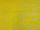 Yellow Sequins on Mesh, Geometric Design Embroidered on a Mesh 4way Stretch Sequin-Prom-Gown By The Yard