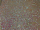 Iridescent Sequin Fabric - Iridescent Pink - 4 Way Stretch Royalty Lace Sequin By Yard