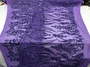 Lilac Sequin Damask Design - 4 Way Stretch Sequin Fabric Spandex Mesh-Prom-Gown By The Yard