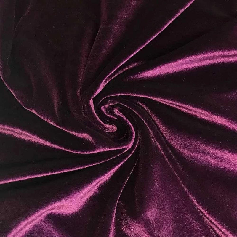 Stretch Velvet Fabric - Eggplant - 60'' Stretch Velvet Fabric for Sewing, Apparel, Craft {Choose Qty}