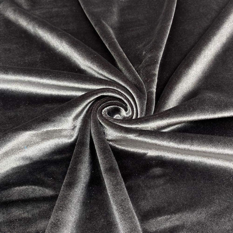 Stretch Velvet Fabric - Charcoal - 60'' Stretch Velvet Fabric for Sewing, Apparel, Craft {Choose Qty}
