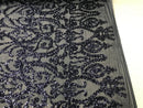 Navy Sequins Lace Fabric, DAMASK Design Embroidered on a Mesh 4 way Stretch Sequin By The Yard -Prom-Gown ( Choose The Size )