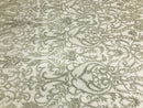 Glam Damask Beaded Fabric, Silver - Embroidered Fashion Fabric with Beads Wedding Bridal Sold By Yard