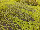 Yellow Sequins Lace Fabric On Nude Mesh, DAMASK Design Embroidered on  Mesh 4 way Stretch Sequin By The Yard -Prom-Gown ( Choose The Size )