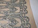 Matte Silver Sequins Lace Fabric On Nude Mesh, DAMASK Design Embroidered On 4 way Stretch Sequin By The Yard -Prom-Gown ( Choose The Size )