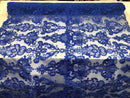 Royal Blue Lace Fabric, Corded Flower Embroidery With Sequins on a Mesh Lace Fabric By The Yard For Gown, Wedding-Bridal-Dress