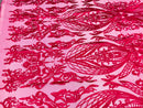 Fuchsia Lace Fabric, Corded Lace Embroidery on a Mesh Lace Fabric By The Yard For Gown, Wedding-Bridal-Dress (Choose The Size)