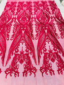 Fuchsia Lace Fabric, Corded Lace Embroidery on a Mesh Lace Fabric By The Yard For Gown, Wedding-Bridal-Dress (Choose The Size)