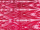 Fuchsia Lace Fabric, Corded Lace Embroidery on a Mesh Lace Fabric By The Yard For Gown, Wedding-Bridal-Dress (Choose The Size)