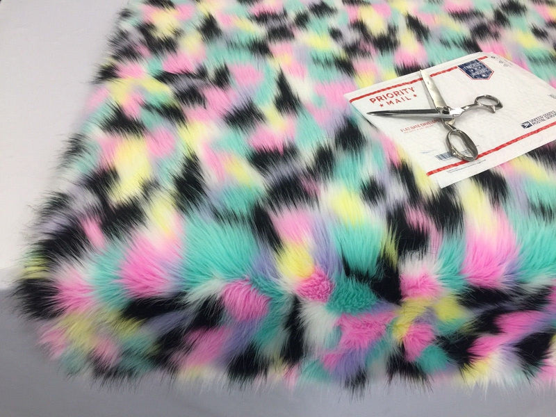 Faux Fur Fabric - Multi-Color Decoration Soft Furry Fabric - 60" Wide Sold By The Yard (Choose The Size)