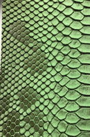 Faux Viper Snake Print Vinyl Fabric - Green - High Quality Vinyl Sold by The Yard