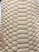 Faux Viper Snake Print Vinyl Fabric - Tan - High Quality Vinyl Sold by The Yard