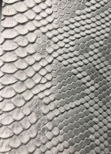 Faux Viper Snake Print Vinyl Fabric - Silver - Sold by The Yard