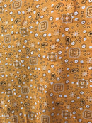 Tangarine Bandana Print Fabric Cotton/Polyester Sold By The Yard