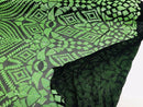 Neon Green Iridescent/Black Mesh Geometric Design, 4 Way Stretch Sequin Fabric Spandex Mesh-Prom-Gown By The Yard