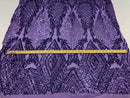 LILAC Geometric Design On Spandex Mesh-Prom-Gown, 4 Way Stretch Sequin Fabric By The Yard