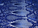 ROYAL BLUE Geometric Design On Spandex Mesh-Prom-Gown, 4 Way Stretch Sequin Fabric By The Yard