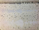 Fancy Beaded Fabric White - Embroidery Beads Mesh Fabric - Prom-Gown-Dress Sold By 2 Reathers